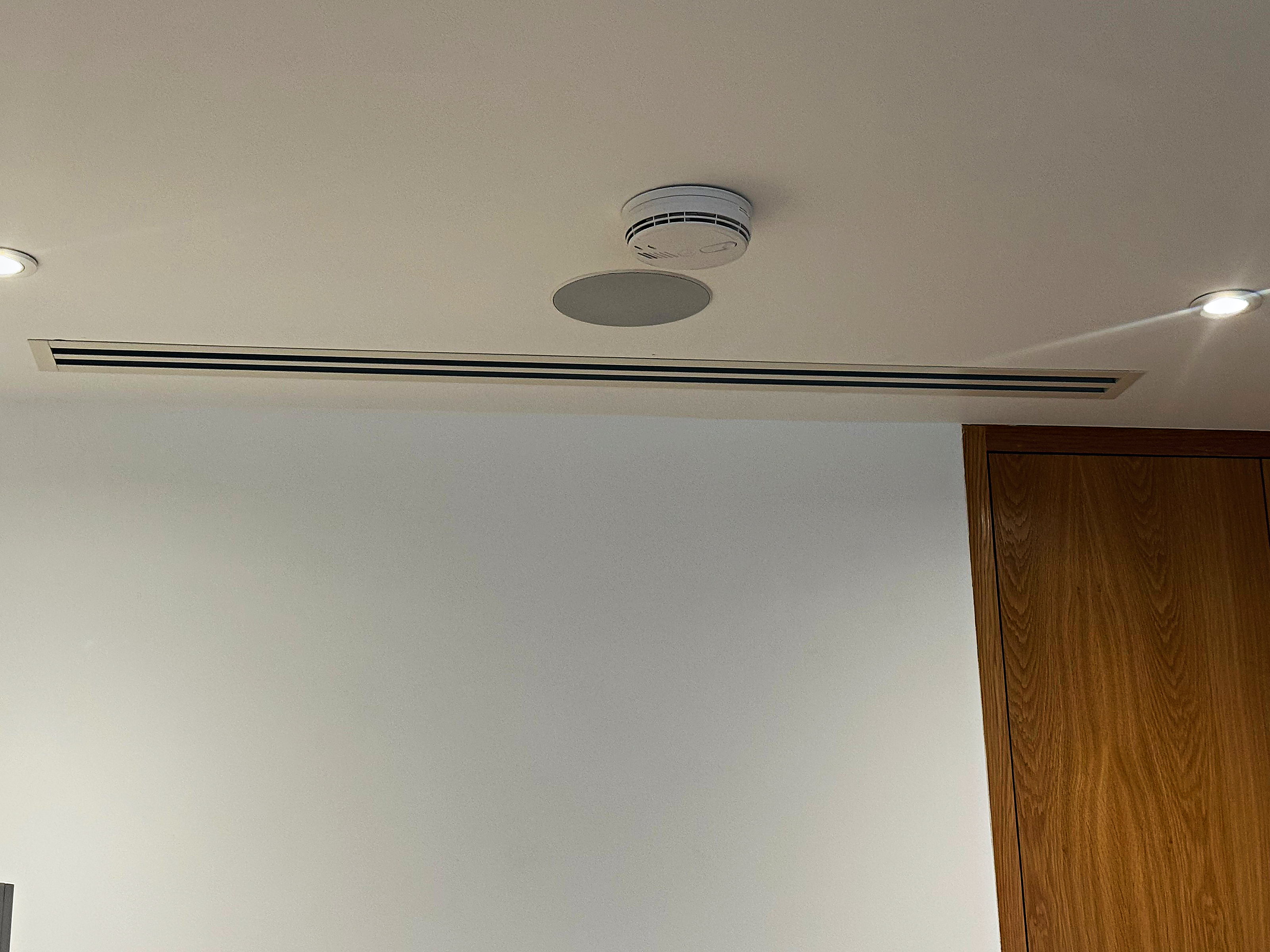 Slimline ducted grille set into a ceiling